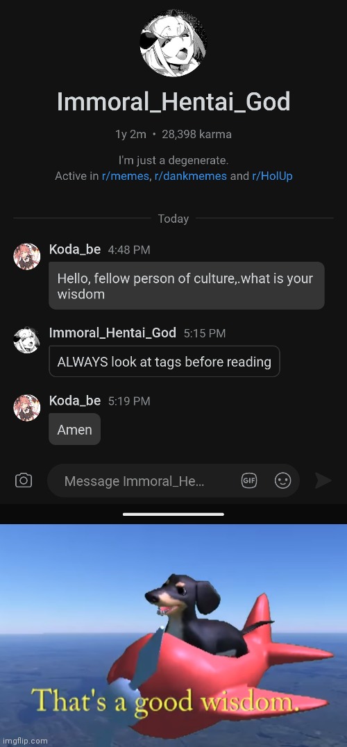 Image tagged in that's a good wisdom - Imgflip