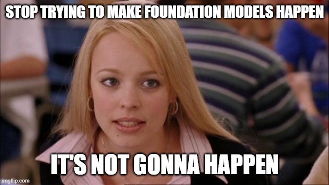 Its Not Going To Happen Meme | STOP TRYING TO MAKE FOUNDATI0N MODELS HAPPEN; IT'S NOT GONNA HAPPEN | image tagged in memes,its not going to happen | made w/ Imgflip meme maker