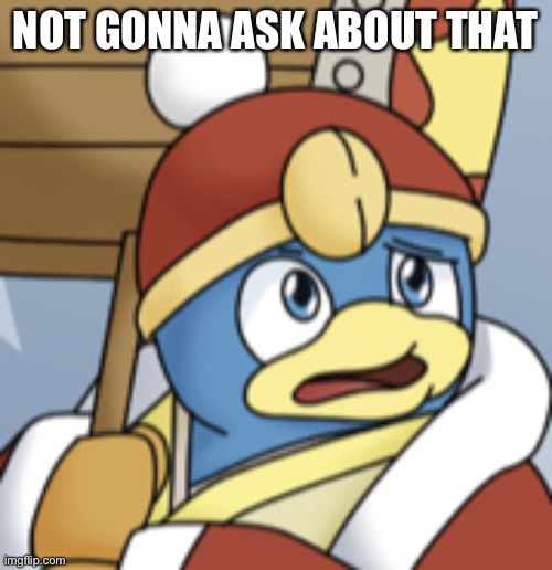 King Dedede confused | NOT GONNA ASK ABOUT THAT | image tagged in king dedede confused | made w/ Imgflip meme maker