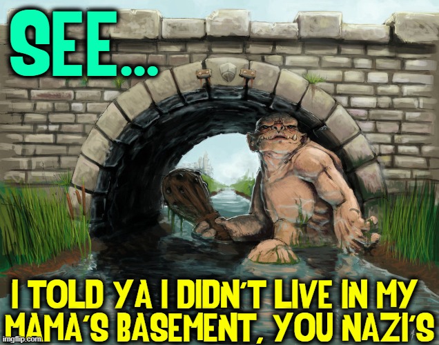 Troll Missing: last seen on Politics Stream (Name, Please?) | SEE... I TOLD YA I DIDN'T LIVE IN MY 
MAMA'S BASEMENT, YOU NAZI'S | image tagged in vince vance,imgflip trolls,don't feed the trolls,memes,parents,basement dweller | made w/ Imgflip meme maker