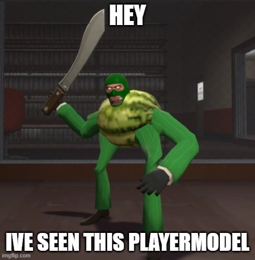 ive seen it on gmod | HEY; IVE SEEN THIS PLAYERMODEL | image tagged in spymelon | made w/ Imgflip meme maker