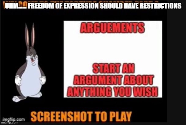 UHM...... FREEDOM OF EXPRESSION SHOULD HAVE RESTRICTIONS | made w/ Imgflip meme maker