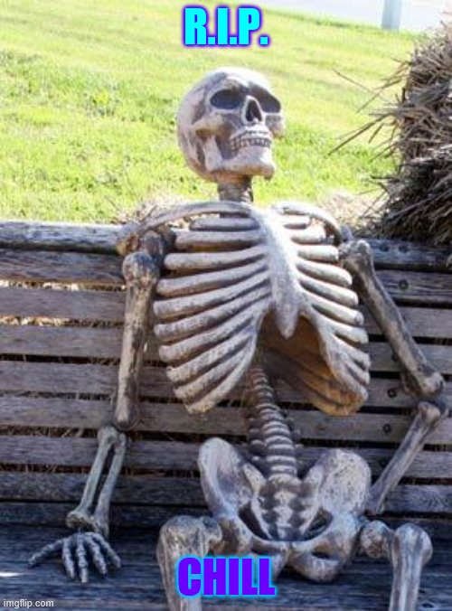 Waiting Skeleton Meme | R.I.P. CHILL | image tagged in memes,waiting skeleton | made w/ Imgflip meme maker