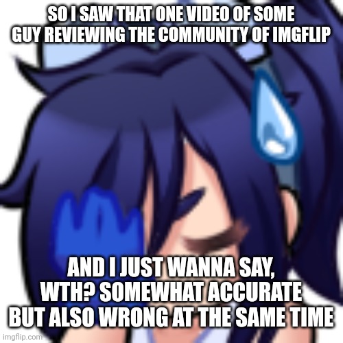 Scarlet facepalm | SO I SAW THAT ONE VIDEO OF SOME GUY REVIEWING THE COMMUNITY OF IMGFLIP; AND I JUST WANNA SAY, WTH? SOMEWHAT ACCURATE BUT ALSO WRONG AT THE SAME TIME | image tagged in scarlet facepalm | made w/ Imgflip meme maker