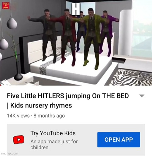 h | H | image tagged in five little hitlers jumping on the bed | made w/ Imgflip meme maker