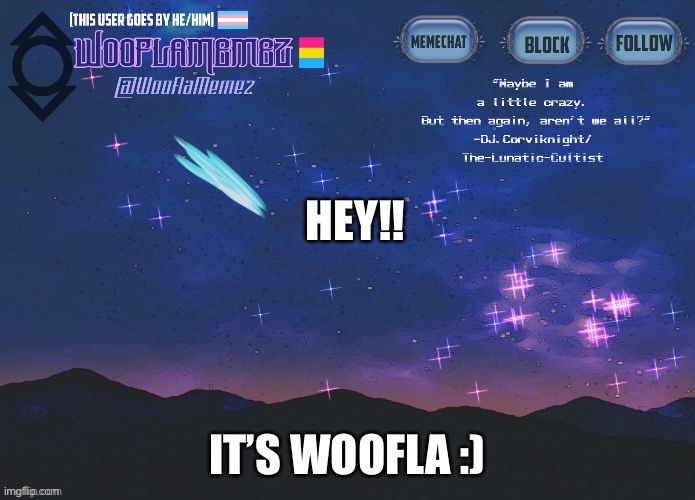 I’m bad at text boxes xD | HEY!! IT’S WOOFLA :) | image tagged in wooflamemez announcement template | made w/ Imgflip meme maker