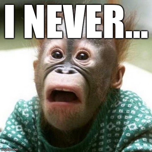 Shocked Monkey | I NEVER... | image tagged in shocked monkey | made w/ Imgflip meme maker