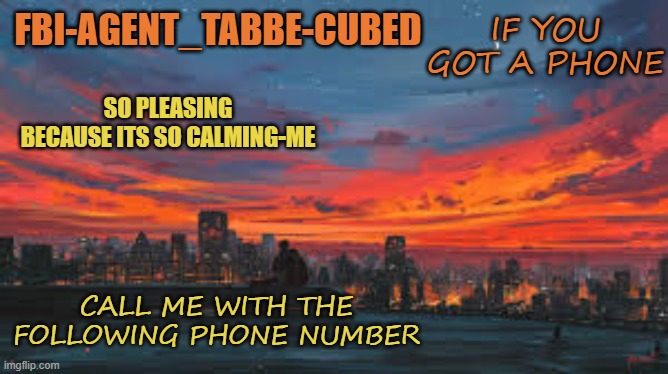 Number: 6102415670. call and say whatever you want idgaf | IF YOU GOT A PHONE; CALL ME WITH THE FOLLOWING PHONE NUMBER | image tagged in my sunset temp p | made w/ Imgflip meme maker