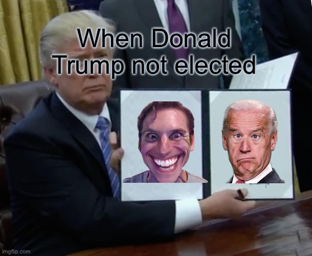 Trump Bill Signing Meme | When Donald Trump not elected | image tagged in memes,trump bill signing | made w/ Imgflip meme maker