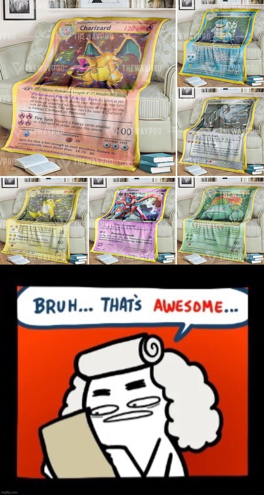 Bruh | image tagged in pok mon card blankets,cool crimes fixed textboxes,pokemon card meme,blankets,blanket,bruh | made w/ Imgflip meme maker