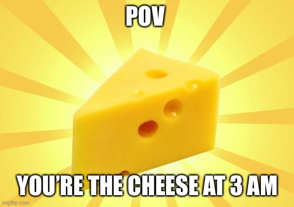 Cheese Time | POV; YOU’RE THE CHEESE AT 3 AM | image tagged in cheese time | made w/ Imgflip meme maker