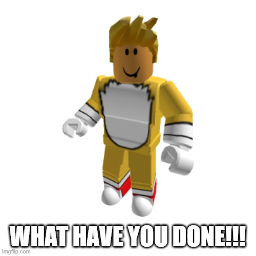 tails get his own roblox avatar | WHAT HAVE YOU DONE!!! | image tagged in roblox | made w/ Imgflip meme maker