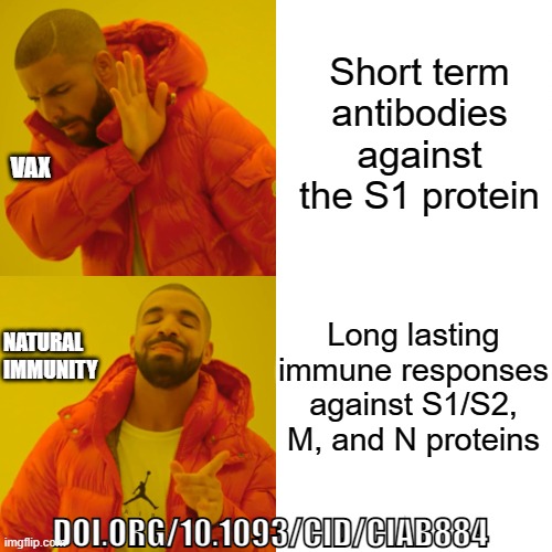 Example Drake meme comparing different types of immunity