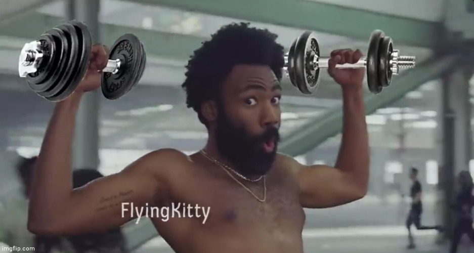 Donald Glover with dumbells | image tagged in donald glover with dumbells,new template | made w/ Imgflip meme maker
