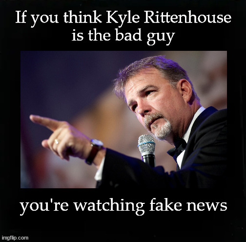 If you think Kyle Rittenhouse is the bad guy ... | If you think Kyle Rittenhouse
is the bad guy; you're watching fake news | image tagged in bill engvall,kyle rittenhouse | made w/ Imgflip meme maker
