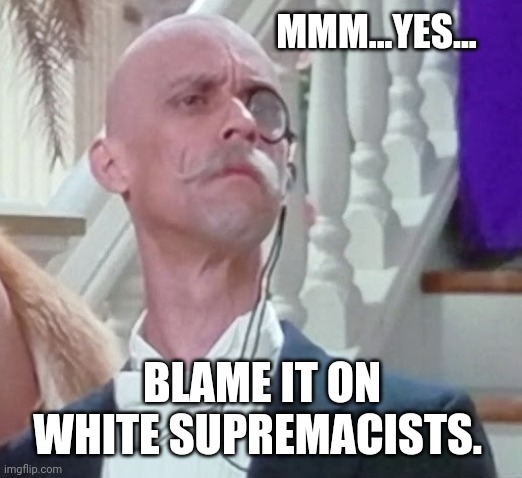 Even if it was a black guy that committed the crime. | MMM...YES... BLAME IT ON WHITE SUPREMACISTS. | image tagged in memes | made w/ Imgflip meme maker