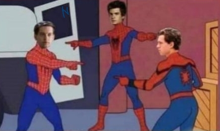 High Quality 3 Spider-Men Pointing Blank Meme Template