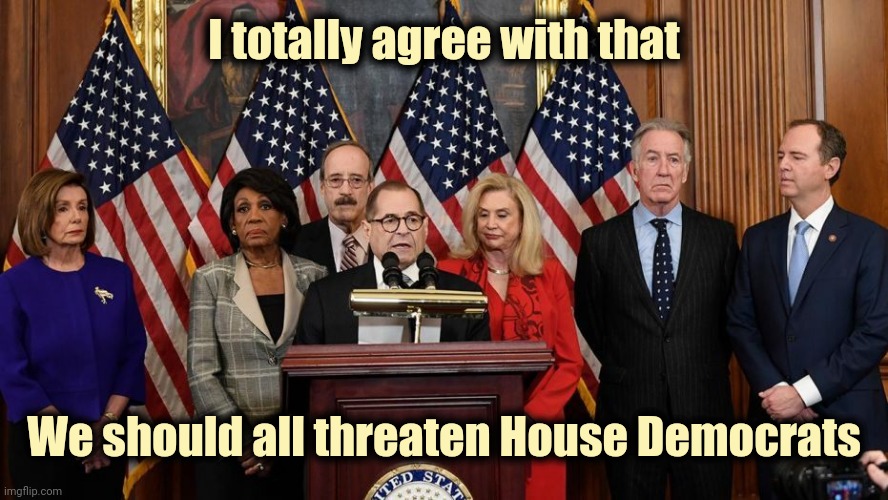 House Democrats | I totally agree with that We should all threaten House Democrats | image tagged in house democrats | made w/ Imgflip meme maker