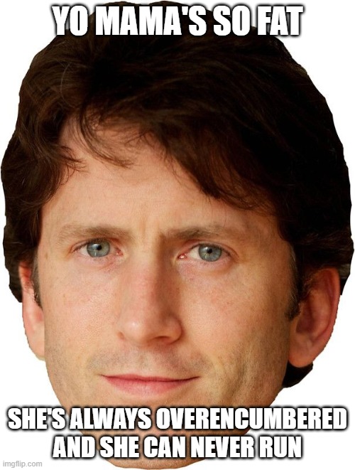 Now buy Skyrim | YO MAMA'S SO FAT; SHE'S ALWAYS OVERENCUMBERED AND SHE CAN NEVER RUN | image tagged in video games,games,the elder scrolls,skyrim | made w/ Imgflip meme maker