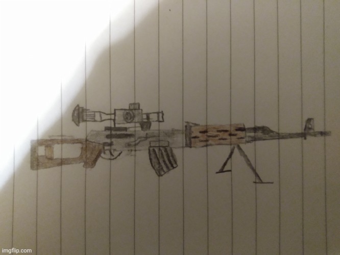 dragunov | image tagged in sniper rifle,sniper,gun this was a request,one of my only colored pics,why do we need tags,drawing | made w/ Imgflip meme maker
