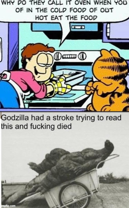 Does anyone else know what Jon is trying to say? | image tagged in godzilla,garfield,godzilla had a stroke trying to read this and fricking died,funny meme | made w/ Imgflip meme maker