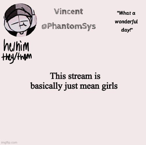 Am I wrong | This stream is basically just mean girls | image tagged in new announcement template whoo | made w/ Imgflip meme maker