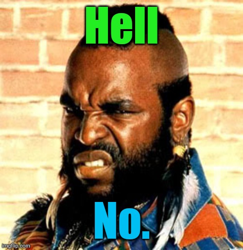 Mr T. sez | Hell No. | image tagged in mr t sez | made w/ Imgflip meme maker