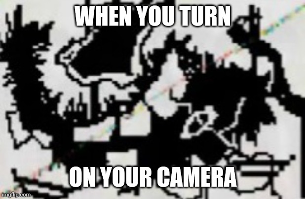 Omega flowey help_tale |  WHEN YOU TURN; ON YOUR CAMERA | image tagged in omega flowey | made w/ Imgflip meme maker