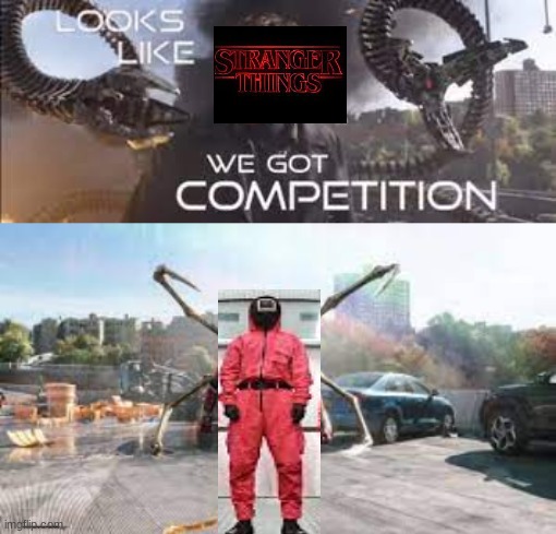Stranger Things is on top | image tagged in spiderman | made w/ Imgflip meme maker