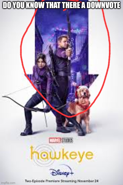 DO YOU KNOW THAT THERE A DOWNVOTE | image tagged in hawkeye | made w/ Imgflip meme maker