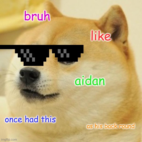 Doge Meme | bruh; like; aidan; once had this; as his back round | image tagged in memes,doge | made w/ Imgflip meme maker