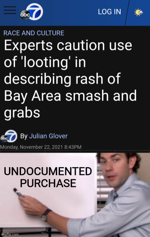 write it down | UNDOCUMENTED PURCHASE | image tagged in jim halpert white board template | made w/ Imgflip meme maker