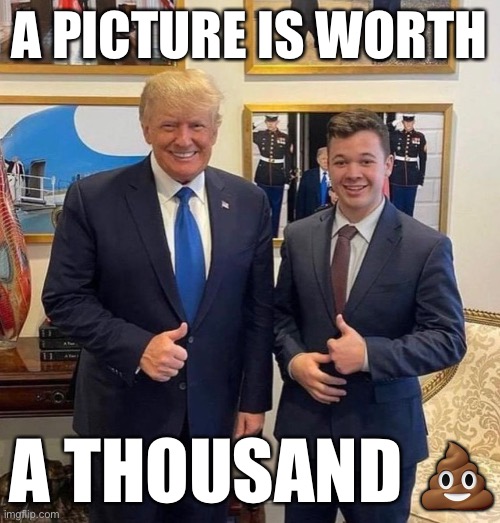 A picture is worth a thousand ? | A PICTURE IS WORTH; A THOUSAND 💩 | image tagged in donald trump,kyle rittenhouse | made w/ Imgflip meme maker