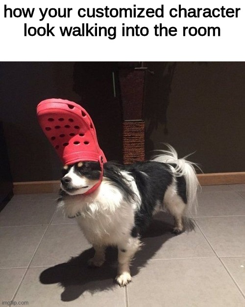 is that croc strangling him? | how your customized character look walking into the room | made w/ Imgflip meme maker