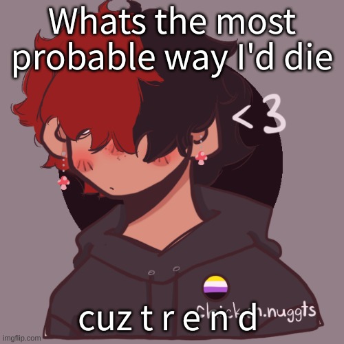 :P | Whats the most probable way I'd die; cuz t r e n d | image tagged in i dont have a picrew problem you have a picrew problem | made w/ Imgflip meme maker