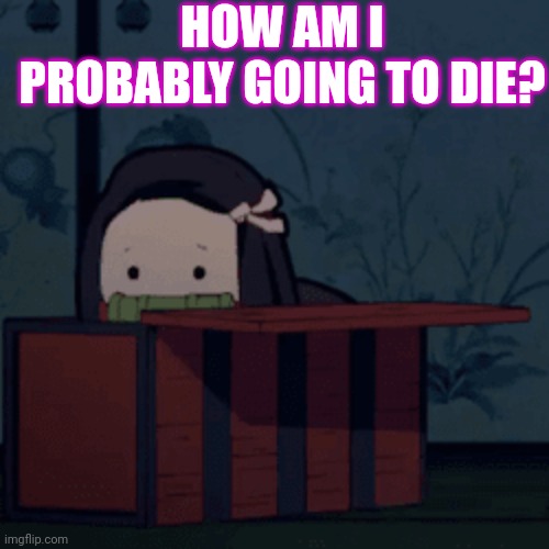 Box | HOW AM I PROBABLY GOING TO DIE? | image tagged in box | made w/ Imgflip meme maker