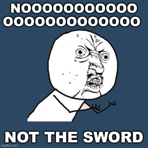 Y U No Meme | NOOOOOOOOOOO OOOOOOOOOOOOO NOT THE SWORD | image tagged in memes,y u no | made w/ Imgflip meme maker