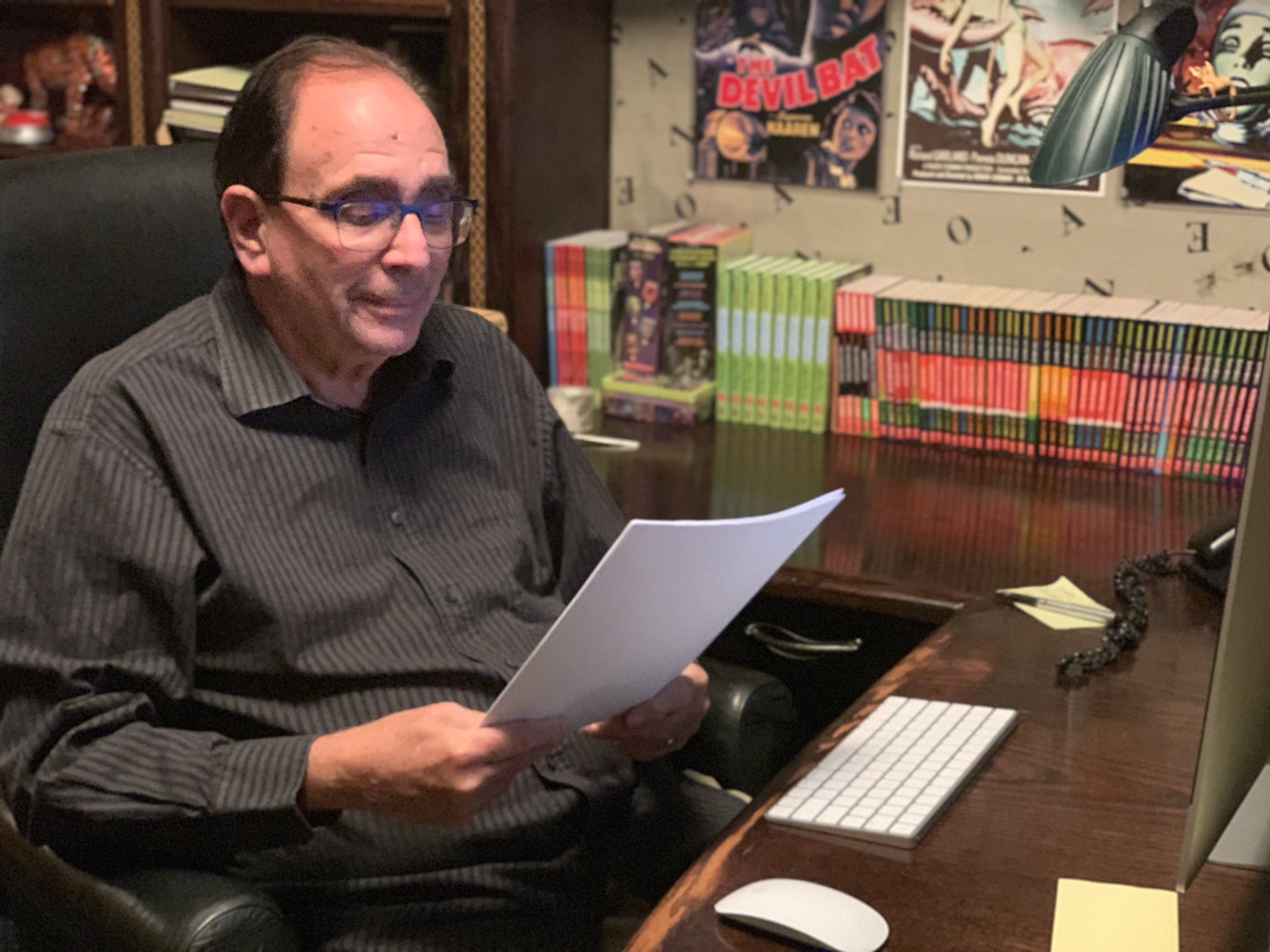 RL Stine reading then disappointed Blank Meme Template