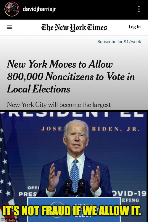 But it's not fraud | IT'S NOT FRAUD IF WE ALLOW IT. | image tagged in voter fraud,new york city,new york,election fraud | made w/ Imgflip meme maker