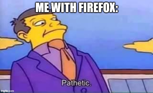 skinner pathetic | ME WITH FIREFOX: | image tagged in skinner pathetic | made w/ Imgflip meme maker