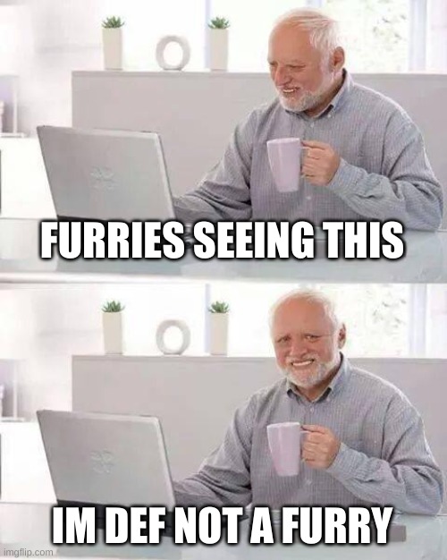 FURRIES SEEING THIS IM DEF NOT A FURRY | image tagged in memes,hide the pain harold | made w/ Imgflip meme maker