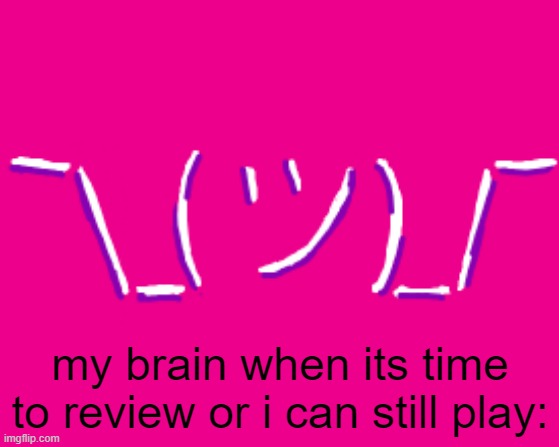 idk face | my brain when its time to review or i can still play: | image tagged in idk face | made w/ Imgflip meme maker