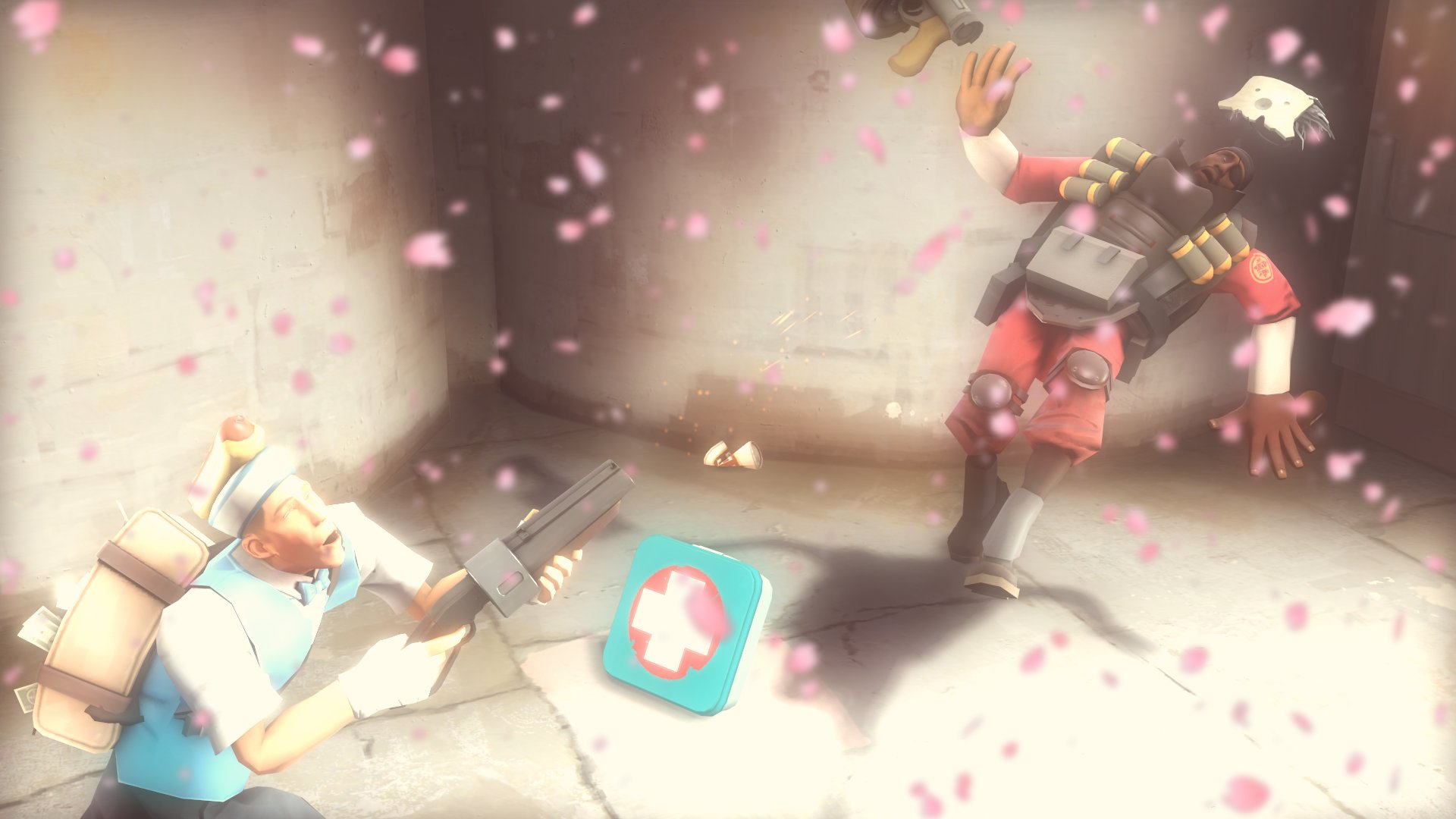 Scout and Demoman in catharsis Blank Meme Template