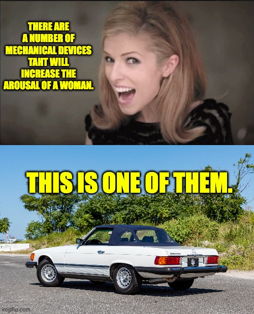 arousal | THERE ARE A NUMBER OF MECHANICAL DEVICES TAHT WILL INCREASE THE AROUSAL OF A WOMAN. THIS IS ONE OF THEM. | image tagged in anna kendrick punchline | made w/ Imgflip meme maker