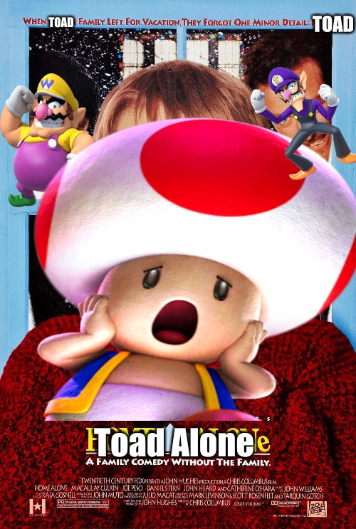 TOAD; TOAD; Toad Alone | image tagged in home alone,toad,waluigi,wario,nintendo,funny | made w/ Imgflip meme maker