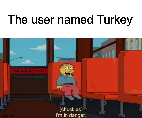 I'm in Danger + blank place above | The user named Turkey | image tagged in i'm in danger blank place above | made w/ Imgflip meme maker