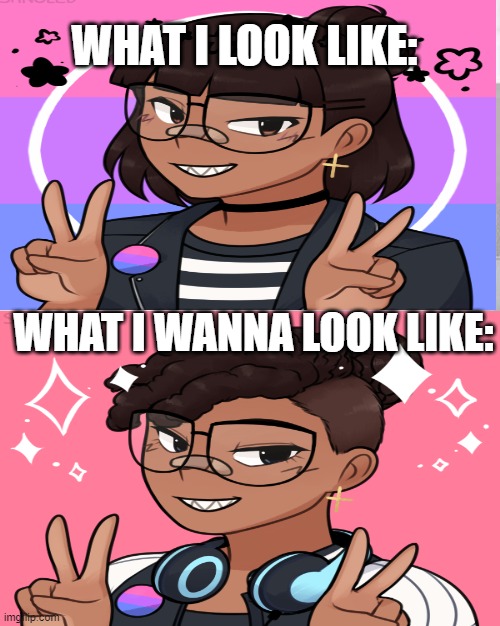 I saw a lot of people doing this so I decided to join in :3 | WHAT I LOOK LIKE:; WHAT I WANNA LOOK LIKE: | made w/ Imgflip meme maker