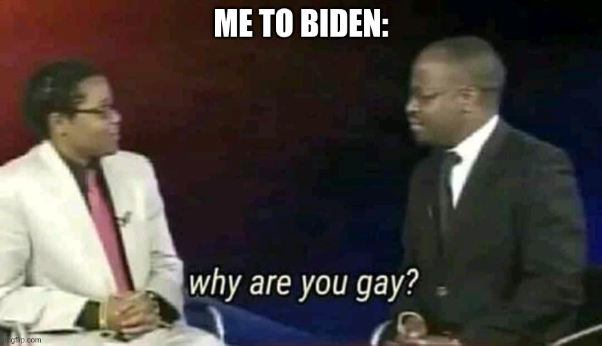 Why are you gay? | ME TO BIDEN: | image tagged in why are you gay | made w/ Imgflip meme maker