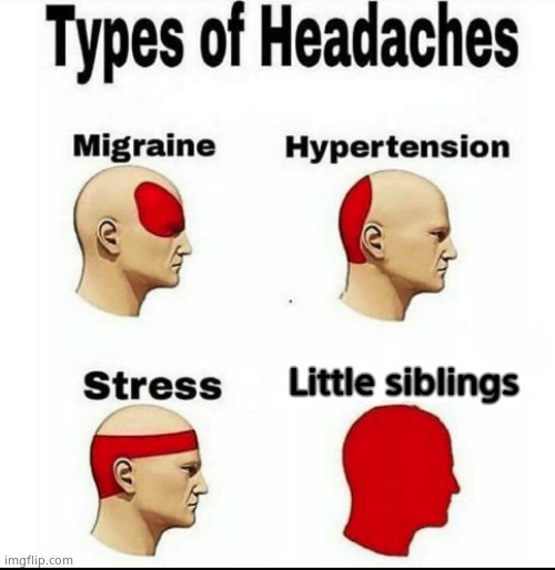 Types of Headaches meme | Little siblings | image tagged in types of headaches meme | made w/ Imgflip meme maker