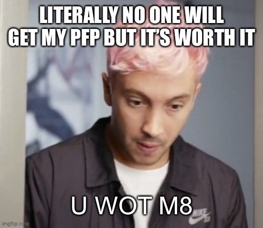 Tyler Joseph u wot m8 | LITERALLY NO ONE WILL GET MY PFP BUT IT’S WORTH IT | image tagged in tyler joseph u wot m8 | made w/ Imgflip meme maker